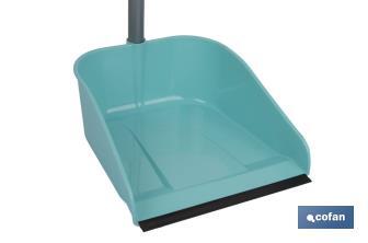 Recogedor fijo con borde de goma | Mango Metálico | Color: Verde agua - Cofan