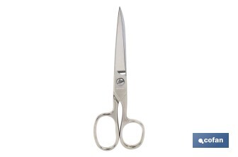 Tijeras de modista | Hojas de acero al carbono | Precisión en el corte de tejidos | Dedales de diferente tamaño| Acabado niquelado | Longitud 17,5 cm - Cofan