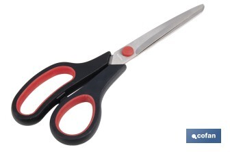 Tijeras multiusos con mango bimaterial | Hojas de acero inoxidable | Adecuadas para tela, papel, plástico | Longitud: 21,5 cm - Cofan