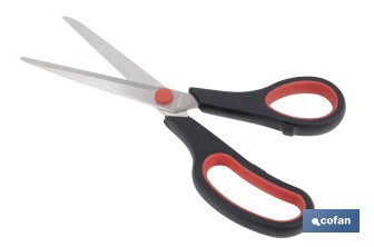 Tijeras multiusos con mango bimaterial | Hojas de acero inoxidable | Adecuadas para tela, papel, plástico | Longitud: 21,5 cm - Cofan