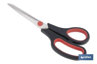 Tijeras multiusos con mango bimaterial | Hojas de acero inoxidable | Adecuadas para tela, papel, plástico | Longitud: 21,5 cm - Cofan
