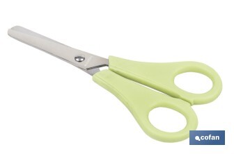 Tijeras escolares con punta redonda | Inlcuye escala de medición | Ideal para niños y tareas escolares | Longitud: 13,3 cm - Cofan