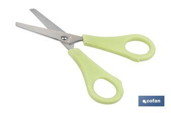 Tijeras escolares con punta redonda | Inlcuye escala de medición | Ideal para niños y tareas escolares | Longitud: 13,3 cm - Cofan
