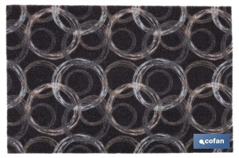 Felpudo de entrada con círculos | Material resistente | Base antideslizante | Adecuado para interior y exterior | Medidas: 50 x 70 cm - Cofan