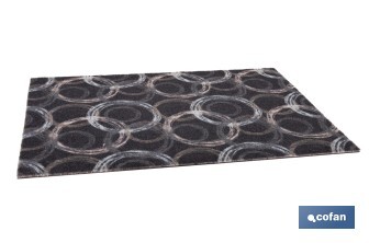 Felpudo de entrada con círculos | Material resistente | Base antideslizante | Adecuado para interior y exterior | Medidas: 50 x 70 cm - Cofan