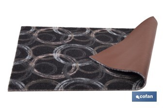 Felpudo de entrada con círculos | Material resistente | Base antideslizante | Adecuado para interior y exterior | Medidas: 50 x 70 cm - Cofan