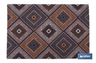 Felpudo de entrada con diseño abstracto de rombos | Material resistente | Base antideslizante | Adecuado para interior y exterior | Medidas: 50 x 70 cm - Cofan