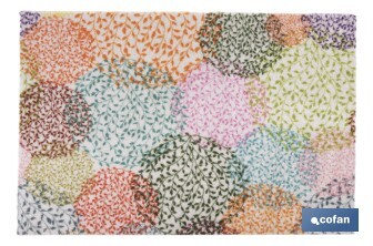 Felpudo de entrada con diseño abstracto de círculos multicolor | Material resistente | Base antideslizante | Diseño abstracto con círculos multicolor | Adecuado para interior y exterior | Medidas: 50 x 70 cm - Cofan
