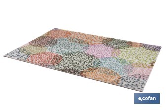 Felpudo de entrada con diseño abstracto de círculos multicolor | Material resistente | Base antideslizante | Diseño abstracto con círculos multicolor | Adecuado para interior y exterior | Medidas: 50 x 70 cm - Cofan