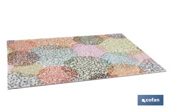 Felpudo de entrada con diseño abstracto de círculos multicolor | Material resistente | Base antideslizante | Diseño abstracto con círculos multicolor | Adecuado para interior y exterior | Medidas: 50 x 70 cm - Cofan