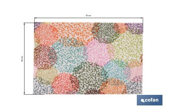 Felpudo de entrada con diseño abstracto de círculos multicolor | Material resistente | Base antideslizante | Diseño abstracto con círculos multicolor | Adecuado para interior y exterior | Medidas: 50 x 70 cm - Cofan
