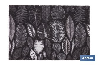 Felpudo de entrada con diseño de hojas en tonos oscuros | Material resistente | Base antideslizante | Adecuado para interior y exterior | Medidas: 50 x 70 cm - Cofan