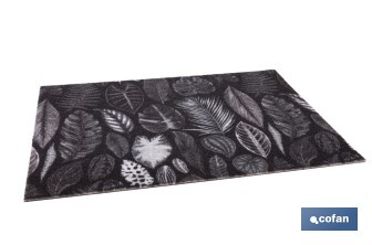 Felpudo de entrada con diseño de hojas en tonos oscuros | Material resistente | Base antideslizante | Adecuado para interior y exterior | Medidas: 50 x 70 cm - Cofan