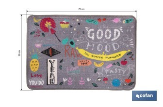 Felpudo antideslizante para entrada casa | Adecuado para interior y exterior | Material resistente | Diseño Good Mood | Medidas: 50 x 70 cm - Cofan