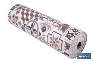 Rollo de alfombra vinílica semirrígida de impresión digital: Mosaicos cerámicos | Resistente para suelos interiores y exteriores cubiertos - Cofan