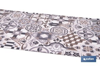 Rollo de alfombra vinílica semirrígida de impresión digital: Mosaicos cerámicos | Resistente para suelos interiores y exteriores cubiertos - Cofan