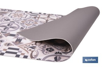 Rollo de alfombra vinílica semirrígida de impresión digital: Mosaicos cerámicos | Resistente para suelos interiores y exteriores cubiertos - Cofan
