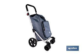 Carro de la compra plegable con 6 ruedas | Chasis de aluminio | Bolsa de 53 litros | Bolsillo para congelados | Mango ajustable | Disponible en varios colores - Cofan