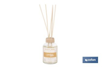 Ambientador de varillas | Aroma Malibú tropical | Difusor con varillas de ratán - Cofan