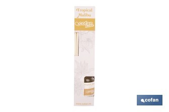 Ambientador de varillas | Aroma Malibú tropical | Difusor con varillas de ratán - Cofan