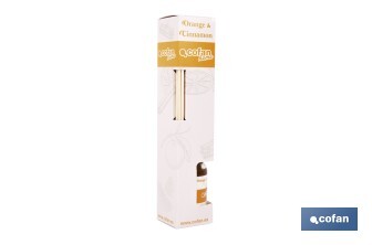 Ambientador de varillas | Aroma a naranja y canela | Difusor con varillas de ratán - Cofan