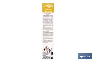 Ambientador de varillas | Aroma a naranja y canela | Difusor con varillas de ratán - Cofan