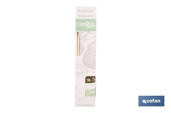 Ambientador de varillas | Aroma a bergamota calabrese | Difusor con varillas de ratán - Cofan