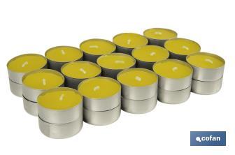 Pack de 30 velas Tea Light de citronela amarillas | Más de 4 horas de duración - Cofan