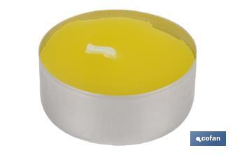 Pack de 30 velas Tea Light de citronela amarillas | Más de 4 horas de duración - Cofan