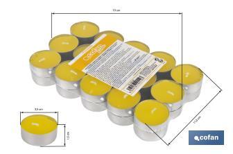 Pack de 30 velas Tea Light de citronela amarillas | Más de 4 horas de duración - Cofan