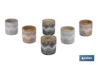 Velas Aromáticas de Citronela con aroma cítrico en recipiente decorativo | Duración de 35 horas - Cofan