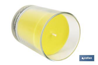 Velas aromáticas de citronela en vaso | Color: Amarillo | 28 horas de duración - Cofan