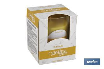 Velas aromáticas de citronela en vaso | Color: Amarillo | 28 horas de duración - Cofan