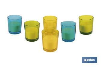 Velas Aromáticas de Citronela en Vasos de Colores | Protección Duradera durante 30 horas - Cofan