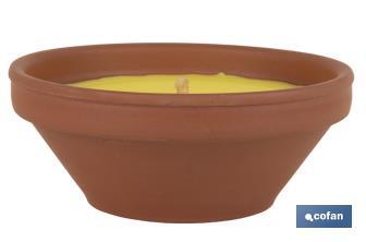 Velas aromáticas de citronela en recipiente de terracota | Duración: 20 horas - Cofan
