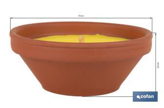 Velas aromáticas de citronela en recipiente de terracota | Duración: 20 horas - Cofan