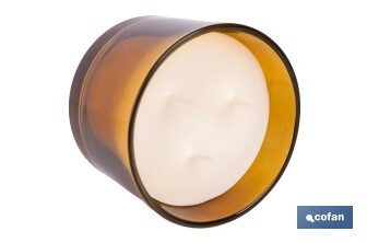 Vela aromática Cookie de 3 mechas | Cera de soja | Aroma a canela napolitana | Vaso de vidrio ámbar decorativo | Duración de combustión: 35 horas - Cofan