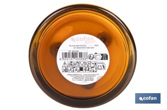 Vela aromática Cookie de 3 mechas | Cera de soja | Aroma a canela napolitana | Vaso de vidrio ámbar decorativo | Duración de combustión: 35 horas - Cofan