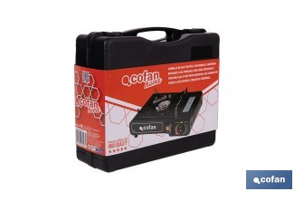 Hornillo de gas portátil | Material: acero | Encendido piezoeléctrico | Boquilla universal | Ideal para camping, excursiones y uso en exteriores - Cofan