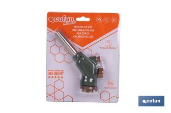 Soplete de gas piezoeléctrico | Potencia: 1,1 kW | Compatible con cartuchos de gas de 220 g | Ideal para cocina, soldadura y bricolaje - Cofan