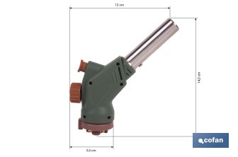 Soplete de gas piezoeléctrico | Potencia: 1,1 kW | Compatible con cartuchos de gas de 220 g | Ideal para cocina, soldadura y bricolaje - Cofan