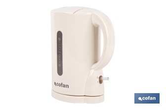 Hervidor eléctrico de agua beige | Capacidad: 1 Litro | Potencia: 1080 W | Hervidor compacto con control Strix | Ideal para cocinas y oficinas - Cofan