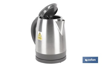 Hervidor eléctrico de agua con base inalámbrica y giratoria 360º | Capacidad de 1,7 litros | Potencia: 2200 W | Acabado en acero inoxidable | Con control Strix - Cofan