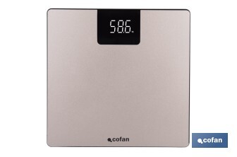 Báscula de baño digital | Plataforma de vidrio templado con pantalla LED | Medición precisa | Color: piedra - Cofan