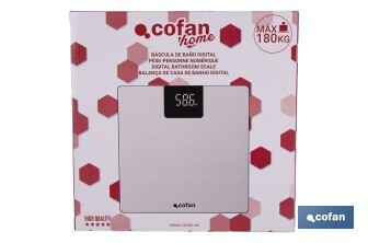 Báscula de baño digital | Plataforma de vidrio templado con pantalla LED | Medición precisa | Color: piedra - Cofan