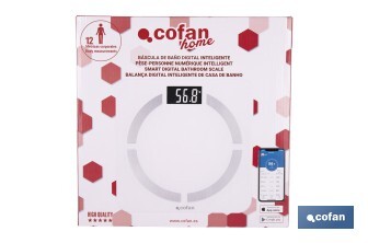 Báscula de baño digital inteligente | Análisis corporal completo | Báscula con Bluetooth y aplicación móvil | Pilas incluidas - Cofan