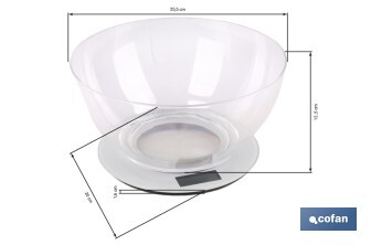 Báscula de cocina digital con cuenco transparente de 3,8 litros | Color: Gris | Alta precisión y diseño compacto - Cofan