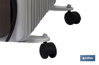 Radiador de aceite 2500 W | Color: blanco | Con 11 elementos y termostato regulable | Seguridad antiincendios y Control antivuelco - Cofan