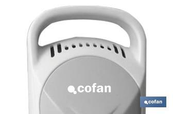 Mini radiador de aceite | Potencia: 450 W | Termostato regulable | Seguridad antiincendios | Color: blanco | Medidas: 26 x 13 x 41 cm - Cofan