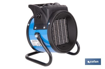 Calefactor cerámico industrial | Potencia: 2000 W | Diseño portátil | Termostato ajustable | Protección térmica - Cofan